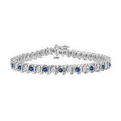 Sapphire and Diamond Tennis Bracelet : 14K White Gold - 3.00 CT TGW