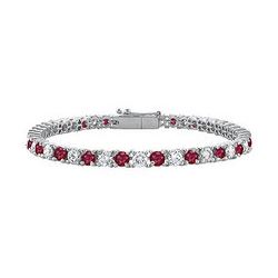 Ruby and Diamond Tennis Bracelet : 14K White Gold - 5.00 CT TGW