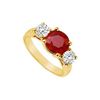 Image 1 : Three Stone Ruby and Diamond Ring : 14K Yellow Gold - 2.00 CT TGW