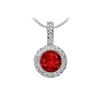 Image 1 : Ruby and Diamond Circle Pendant : 14K White Gold - 1.25 CT TGW
