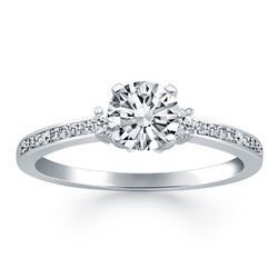 14K White Gold Diamond Accent Engagement Ring