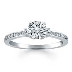 14K White Gold Diamond Accent Engagement Ring