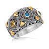 Image 1 : 18K Yellow Gold and Sterling Silver Ornate Ring with Multi Gemstone Accents