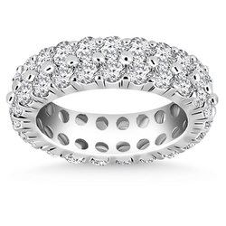 14K White Gold Double Band Round Diamond Eternity Ring