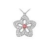 Image 1 : Ruby and Diamond Flower Pendant : 14K White Gold - 2.00 CT TGW