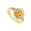 Image 1 : Citrine with Bead Trimmed Solitaire Ring : 14K Yellow Gold - 1.00 CT TGW