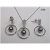 Image 1 : CZ Necklace and Earring Set with Pearl Rhodium Plated in Gift Box