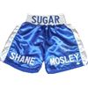 Image 1 : Sugar Shane Mosley Signed Blue Satin Boxing Trunks