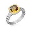 Image 1 : 18K Yellow Gold and Sterling Silver Ring with Cushion Citrine and Cable Shank