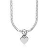 Image 1 : Sterling Silver Rhodium Plated Rolo Chain Necklace with a Heart Toggle Charm