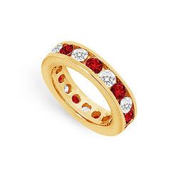 Diamond and Ruby Eternity Band : 18K Yellow Gold – 3.00 CT TGW