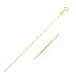 0.6mm 14K Yellow Gold Diamond Cut Round Wheat Chain