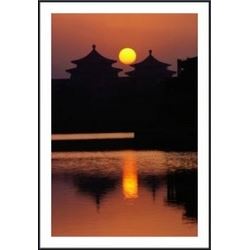 Beihai Lake pagoda. framed black metal white matte