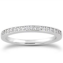 14K White Gold Micro-pave Flat Sided Diamond Wedding Ring Band