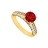 Image 1 : Ruby and Diamond Engagement Ring : 14K Yellow Gold - 1.25 CT TGW