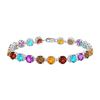 Image 1 : 14K White Gold Prong Set Round Multi Color Gemstone Bracelet with 12.00 CT TGW