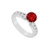 Image 1 : Ruby and Diamond Engagement Ring : 14K White Gold - 1.25 CT TGW