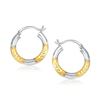 Image 1 : 14K Two Tone Gold Polished Hoop Earrings (20 mm)