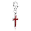 Image 1 : Sterling Silver Cross Charm with Red Tone Crystal Accents