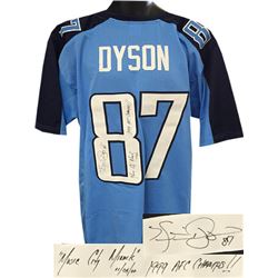 Kevin Dyson Signed Tennessee Titans Light Blue Prostyle Jersey XL 3 Insc Music City Miracle, 1/8/00 