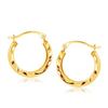 Image 1 : 14K Yellow Gold Hoop Earrings in Textured Polished Style (5/8 inch Diameter)