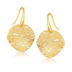 14K Yellow Gold Fancy Textured Weave Earrings