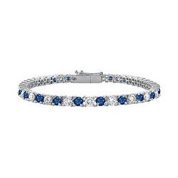 Sapphire and Diamond Tennis Bracelet : 18K White Gold – 3.00 CT TGW