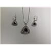 Image 1 : Multi Shape Black CZ Necklace and Earring Set Rhodium Plated in Gift Box