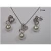 Image 1 : CZ Necklace and Earring Set with Pearl Rhodium Plated in Gift Box