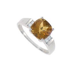 Citrine and Diamond Ring : 14K White Gold - 2.33 CT TGW