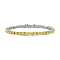 14K White Gold : Yellow Sapphire Prong-Set 4.00 CT TGW Tennis Bracelet