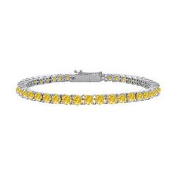 14K White Gold : Yellow Sapphire Prong-Set 4.00 CT TGW Tennis Bracelet