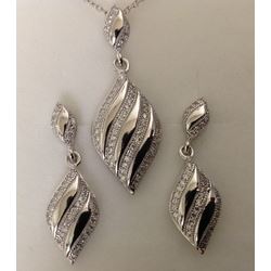 Sterling Silver 925 Necklace and Earring Set Lead-Free and Nickel-Free.