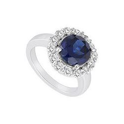 Diffuse Sapphire and Cubic Zirconia Ring : 10K White Gold - 3.00 CT TGW