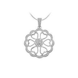 Diamond Flower Pendant : 14K White Gold - 0.50 CT Diamonds