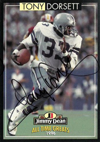 Tony Dorsett Signed Dallas Cowboys 1996 Jimmy Dean Pro