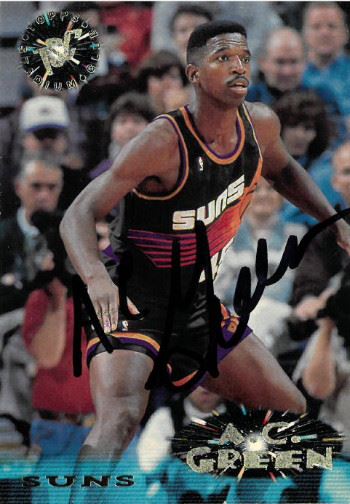 AC Green Signed Phoenix Suns 1995-96 Topps Stadium Club Basketball ...