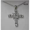 Image 1 : Rhodium Plated Cross Pendant with CZ on 18 Chain in a Gift Box