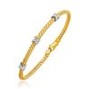 Image 1 : Basket Weave Bangle with Cross Diamond Accents in 14K Yellow Gold (4.0mm)