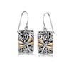 Image 1 : 18K Yellow Gold and Sterling Silver Dragonfly Designed Rectangular Drop Earrings