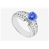 Image 1 : Engagement Ring Prong Setting 14K White Gold Tanzanite with Cubic Zirconia1.60 Carat TGW