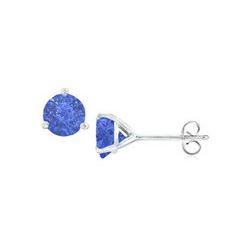 14K White Gold Martini Style Blue Sapphire Stud Earrings with 0.50 CT TGW