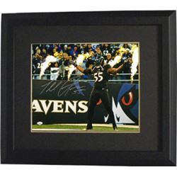 Terrell Suggs Signed Baltimore Ravens 16X20 Photo Custom Framed (Black Jersey-Silver Sig-Arms Up)- J