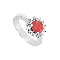 Ruby and Diamond Ring : 14K White Gold - 1.50 CT TGW