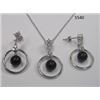 Image 1 : CZ Necklace and Earring Set with Pearl Rhodium Plated in Gift Box