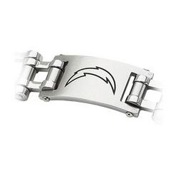 Stainless Steel San Diego Chargers Team  Logo Bracelet - 8 Inch