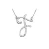 Image 1 : Cubic Zirconia Letter F Script Initial Pendant : .925 Sterling Silver - 0.10 CT TGW
