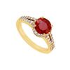 Image 1 : Ruby and Diamond Engagement Ring : 14K Yellow Gold - 1.00 CT TGW