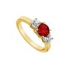 Image 1 : Ruby and Diamond Engagement Ring : 14K Yellow Gold - 1.25 CT TGW