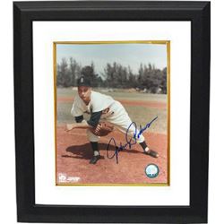 Johnny Podres Signed Brooklyn Dodgers 8X10 Pitching Photo Custom Framed (Deceased)